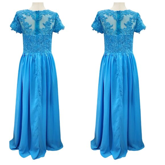 Set Of 2 Blue Chiffon Maxi Bridesmaid or Wedding Guest Dresses Size 8 And 10 NEW - Picture 2 of 16